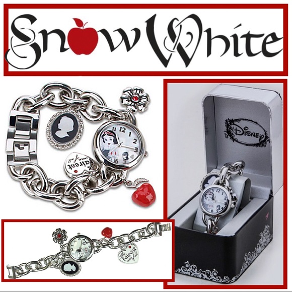 Snow White Dwarfs Red Apple Charm Chain Watch NIB - Picture 2 of 5